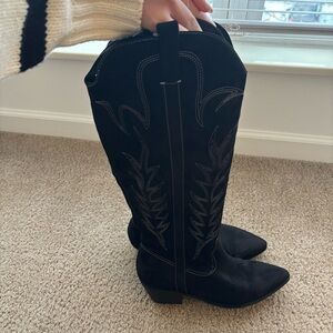Suede Tall Cowboy Boots